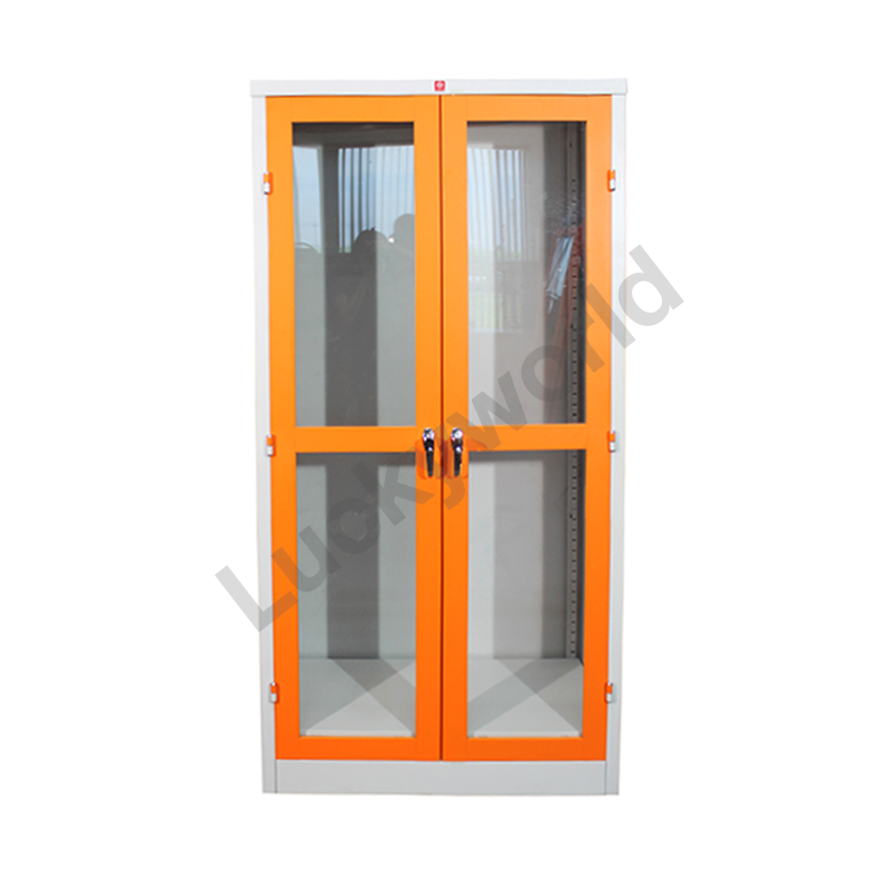 ตู้บานเปิดกระจกใส รุ่น KWG-183 สีส้ม