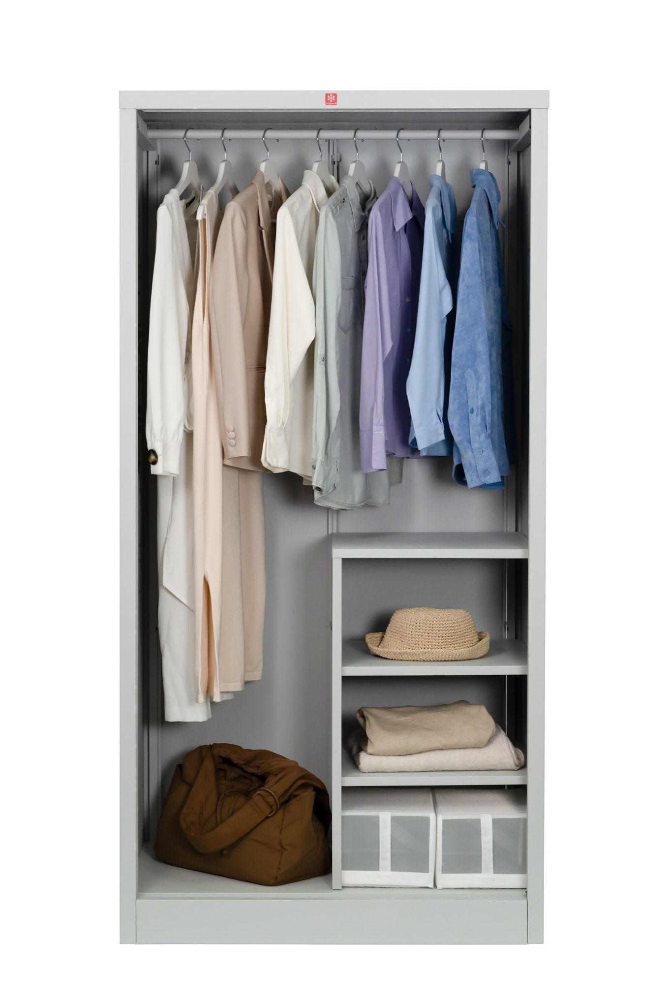 ตู้บานเลื่อนทึบสูง รุ่น KSS-96K-TG  สีเทาทราย