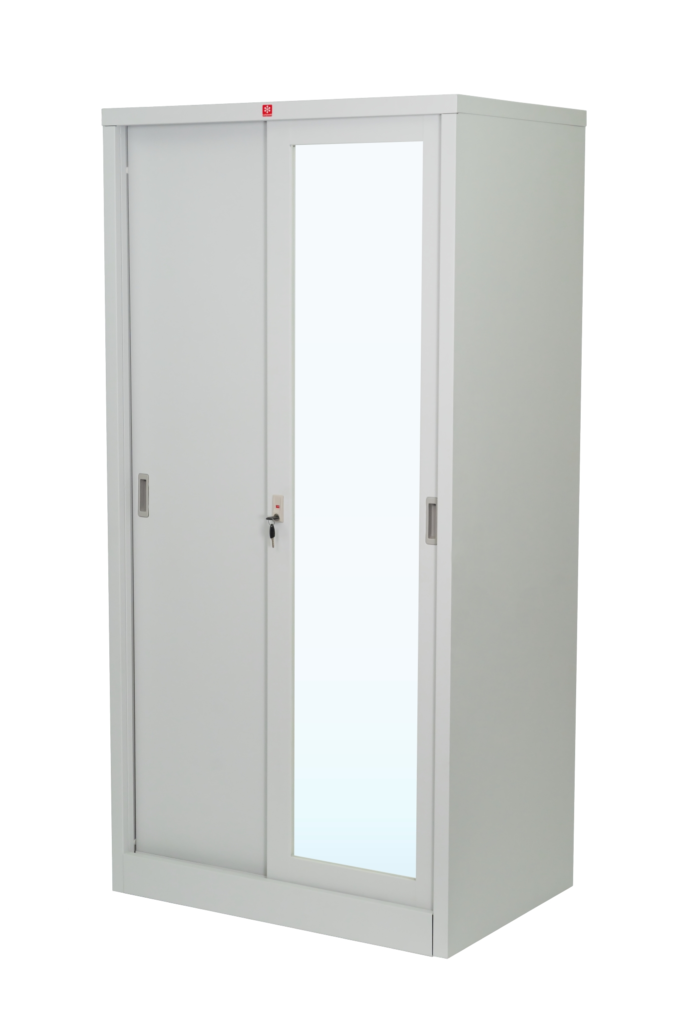 ตู้เสื้อผ้าบานทึบซ้าย-กระจกเงาขวา KVS-96K-TG (สีเทาทราย)